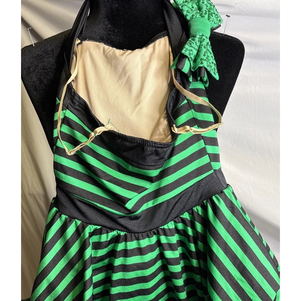 Weissman Green And‎ Black Sequins Halter Top Dance Costume  Medium Child - Picture 3 of 16